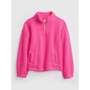 NWT Gap Kids Fuschia Sherpa Quarter-Zip Sweater Size Large (10)